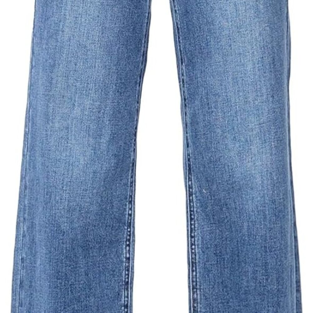 2025 Stylish Sky Blue High Waisted Wide Leg Jeans for Women, Size 12
